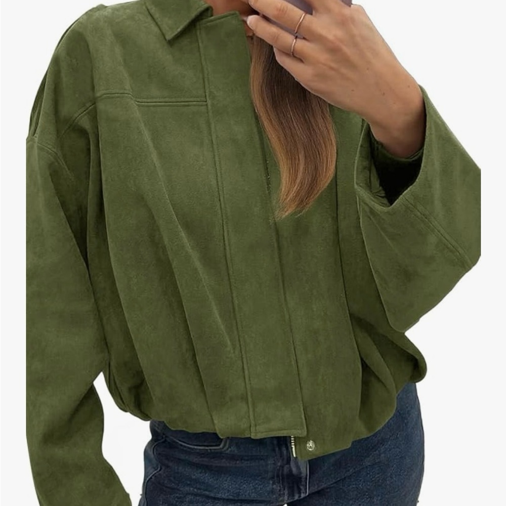 Amazon Cicy Bell suede bomber jacket